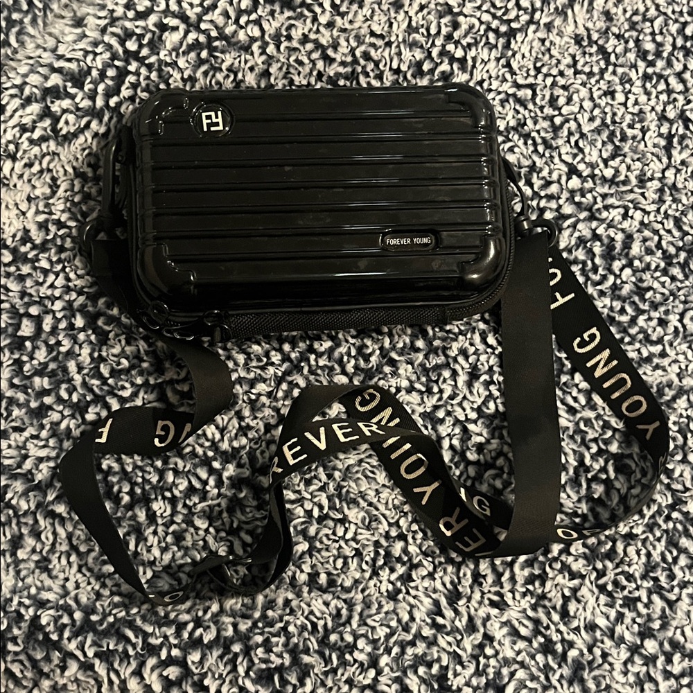 Forever Young Black Crossbody Bag with Logo Strap
